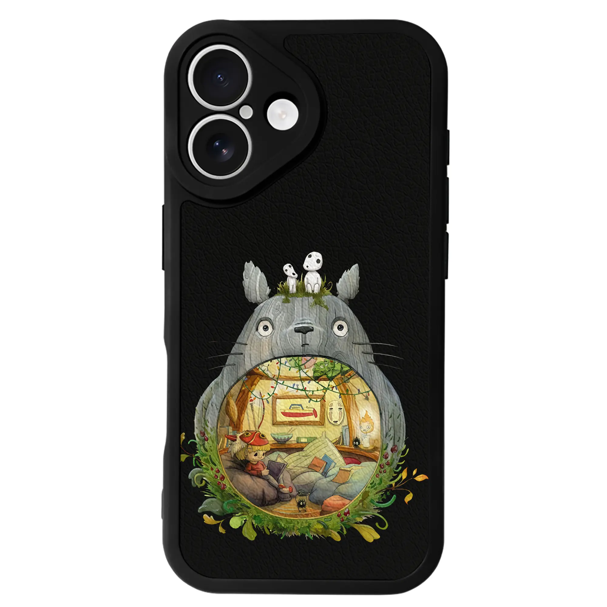 となりのトトロ グッズ トトロ - IPhone 16シリーズ対応 ・ シリコンスマホケース ・ レザー調 ・ 高精度フィット ・ 耐衝撃 ・ ワイヤレス充電対応 ・ 精密カット